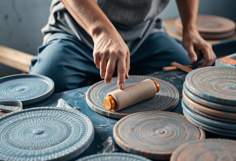 Como aplicar texturas com rolos em placas de Substrato para criação de pratos decorativos