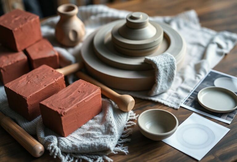 Materiais básicos para começar a modelagem de pratos simples em argila vermelha